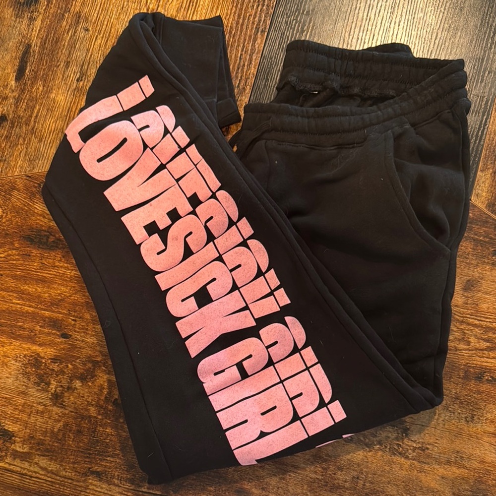 Lovesick Black and Pink Kids Joggers